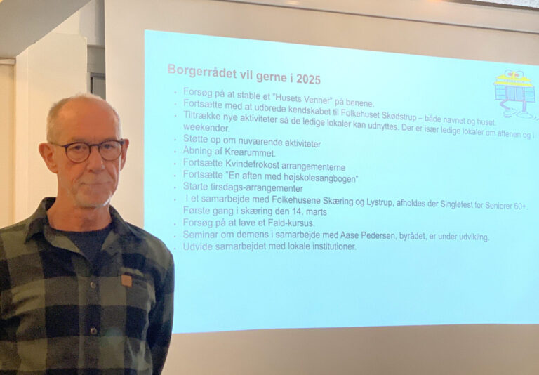 Borgerrådet – her formanden Per Justesen – har mange ideer til, hvad der kan foregå i Folkehuset. Men der skal også nogle til at løfte opgaven. (foto Birger Agergaard)