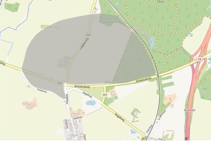 Skraveringen viser, hvor "Segalt ny bydel" foreslås placeret