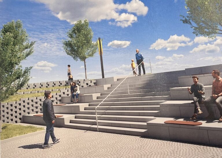 Visualisering af "spansk" trappemiljø ved Netto i Løgten