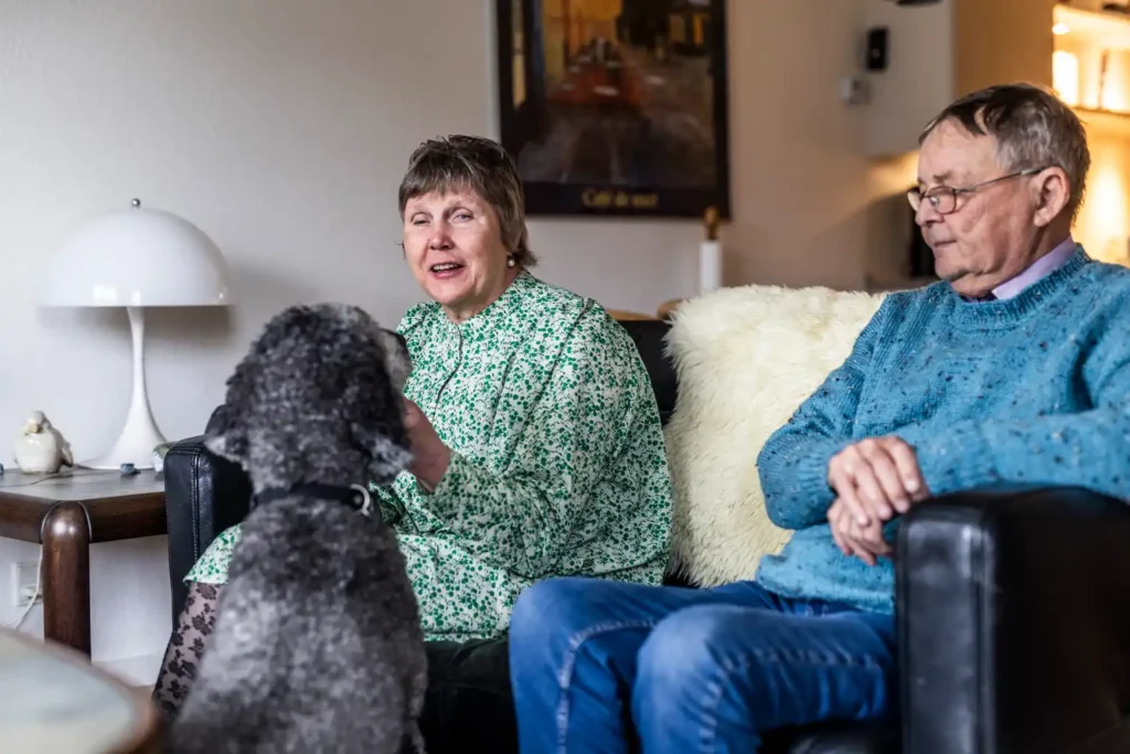 Anja og Bent med førerhunden Silver